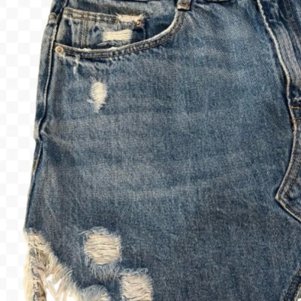 Zara Distressed Denim Mini Skirt - Blue - Picture 6 of 7